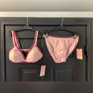 Juicy Couture Pink Bikini Set with Striped Trim NWT